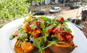 vegan gevulde zoete aardappel