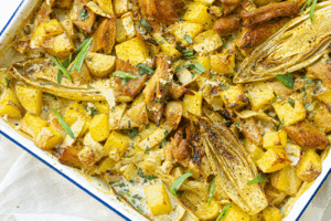 Romige curry traybake